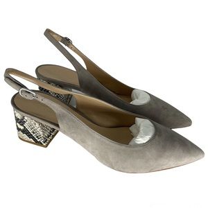 M. GEMI NEW SUEDE GRAY KITTEN BLOCK HEEL WITH SNAKE PRINT 42 MADE IN ITALY